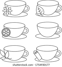 Tea and coffee cup flat set icon vector , logo isolated on white background