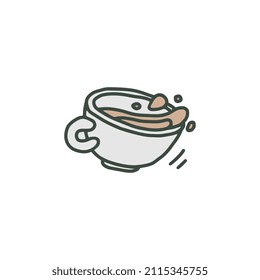 Tea or coffee cup hand drawn doodle style vector illustration isolated on white background. Cup of hot chocolate or cocoa drink, tea or coffee in mug.