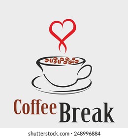 Tea coffee cup icon flat design vector - Illustration