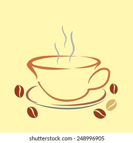 Tea coffee cup icon flat design vector - Illustration