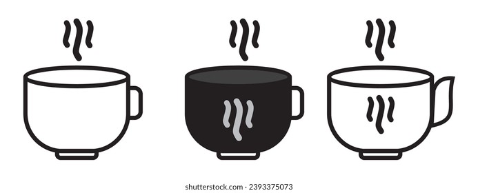 Tea and Coffee cup icon. line and silhouette coffee cup vector.