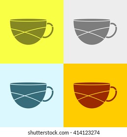 Tea or Coffee Cup Icon on Four Different Backgrounds. Eps-10.