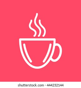 Tea Or Coffee Cup icon on magenta color background. Eps-10.