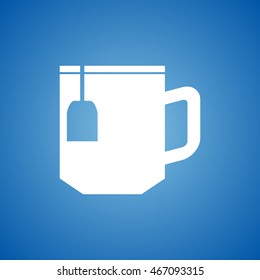 Tea Or Coffee Cup Icon on blue color. 