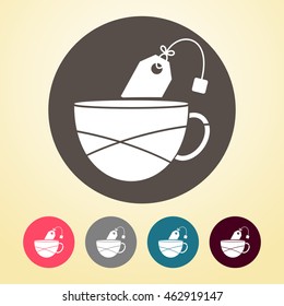 Tea Or Coffee Cup Icon in round shape. 