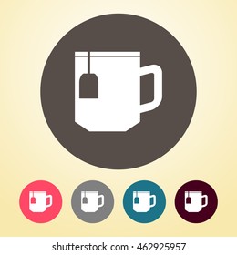 Tea Or Coffee Cup Icon in round shape. 