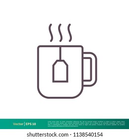 Tea, Coffee Cup Icon Vector Logo Template Illustration Design. Vector EPS 10.