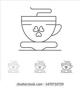 Tea, Coffee, Cup, Ireland Bold and thin black line icon set. Vector Icon Template background