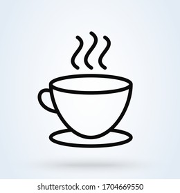 Tea, coffee cup line art icon. Drink vector illustration