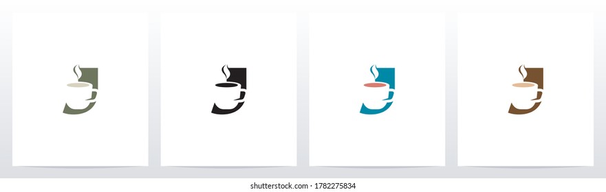 Tea Coffee Cup On Letter Logo Design J 