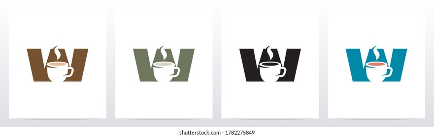 Tea Coffee Cup On Letter Logo Design W 