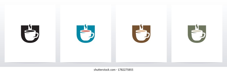 Tea Coffee Cup On Letter Logo Design U 