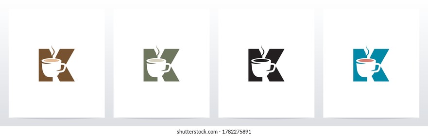 Tea Coffee Cup On Letter Logo Design K 