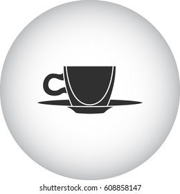 Tea or coffee Cup on plate symbol simple silhouette icon on background