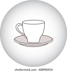 Tea or coffee Cup on plate symbol simple flat icon on background