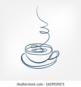 tea coffee cup one line vector design element isolated