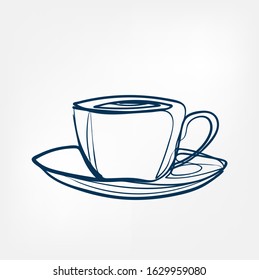 tea coffee cup one line vector design element isolated