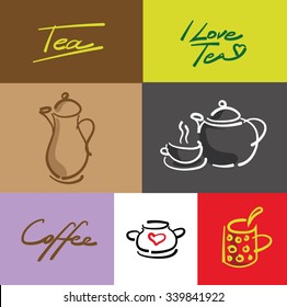 Tea and coffee. Cup. Pictogram. Vector