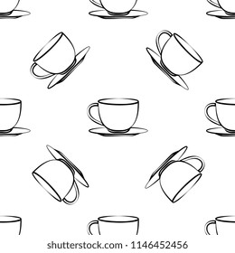 Tea Coffee Cup Seamless Pattern Vector Art Illustration