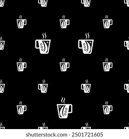 Tea Coffee Cup Seamless Pattern, Hot Beverage Mug With Handle Vector Art Illustration