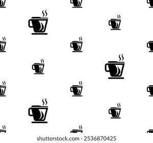 Tea Coffee Cup Seamless Pattern, Hot Beverage Mug With Handle Vector Art Illustration