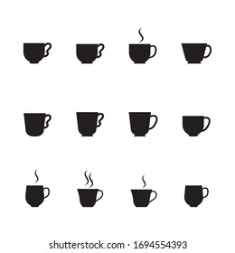 Tee- und Kaffeebecher-Set-Symbol, Logo einzeln auf weißem Hintergrund