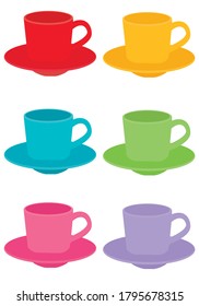 Tee- und Kaffeebecher-Set Symbol einzeln auf weißem Hintergrund. Vektorgrafik
