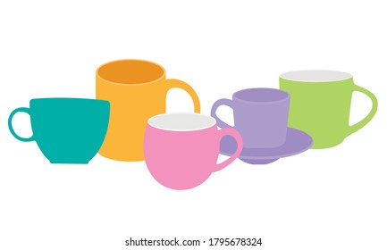 Tea and coffee cup set icon isolated on white background. Vector illustration
