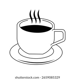 Icono del sistema de la taza del té y del café, logotipo aislado en el fondo blanco