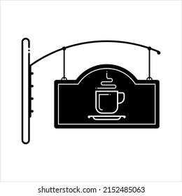 Tea Coffee Cup Shop Signage Icon, Beverage Restaurant Sign, Visual Graphic Branding Storefront Vector Art Illustration