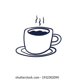Tea Or Coffee Cup Vector Doodle Hand Drawn Line Illustration