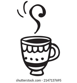 Tea or coffee cup vector doodle hand drawn line illustration