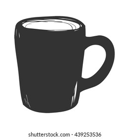 Tea or coffee cup vector hand drawn illustration. Cup icon on white background.