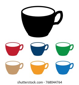 Tea or coffee cup vector icon set color