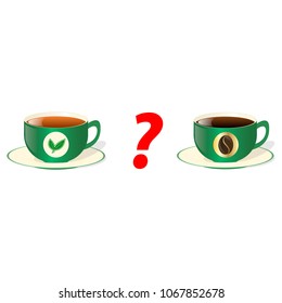 Tea and coffee Cups Icon Isolated on White Background. Question mark sign icon. Vector illustration.