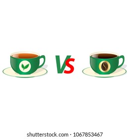 Tea and coffee Cups Icon Isolated on White Background. VS logo icon. Vector illustration.