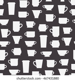 Tea and coffee cups. Seamless vector pattern