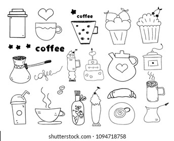 Tea, Coffee and Desserts doodles