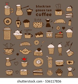 Tea, Coffee and Desserts doodles