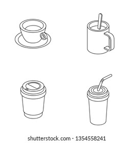 Tea coffee drink 3d vector icon isometric lines color minimalism illustrate