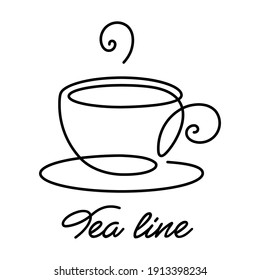 tea or coffee drink is drawn with a solid line on a white background