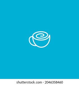 tea or coffee drink is drawn with a solid line on a blue background