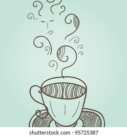 tea or coffee with face in steam