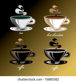 tea, coffee and hot chocolate vectors