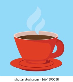 tea or coffee hot red cup vector