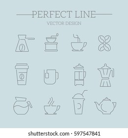 tea and coffee  icon set