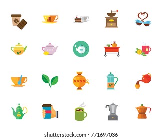Tea and coffee icon set