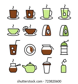 tea and coffee  icons set