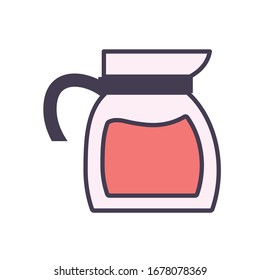 tea or coffee kettle line and fill style icon design, kitchen cook eat food restaurant home menu dinner lunch cooking and meal theme Vector illustration