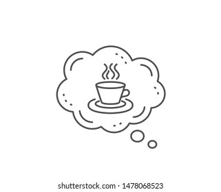Tea or Coffee line icon. Chat bubble design. Hot drink sign. Fresh beverage symbol. Outline concept. Thin line tea cup icon. Vector
